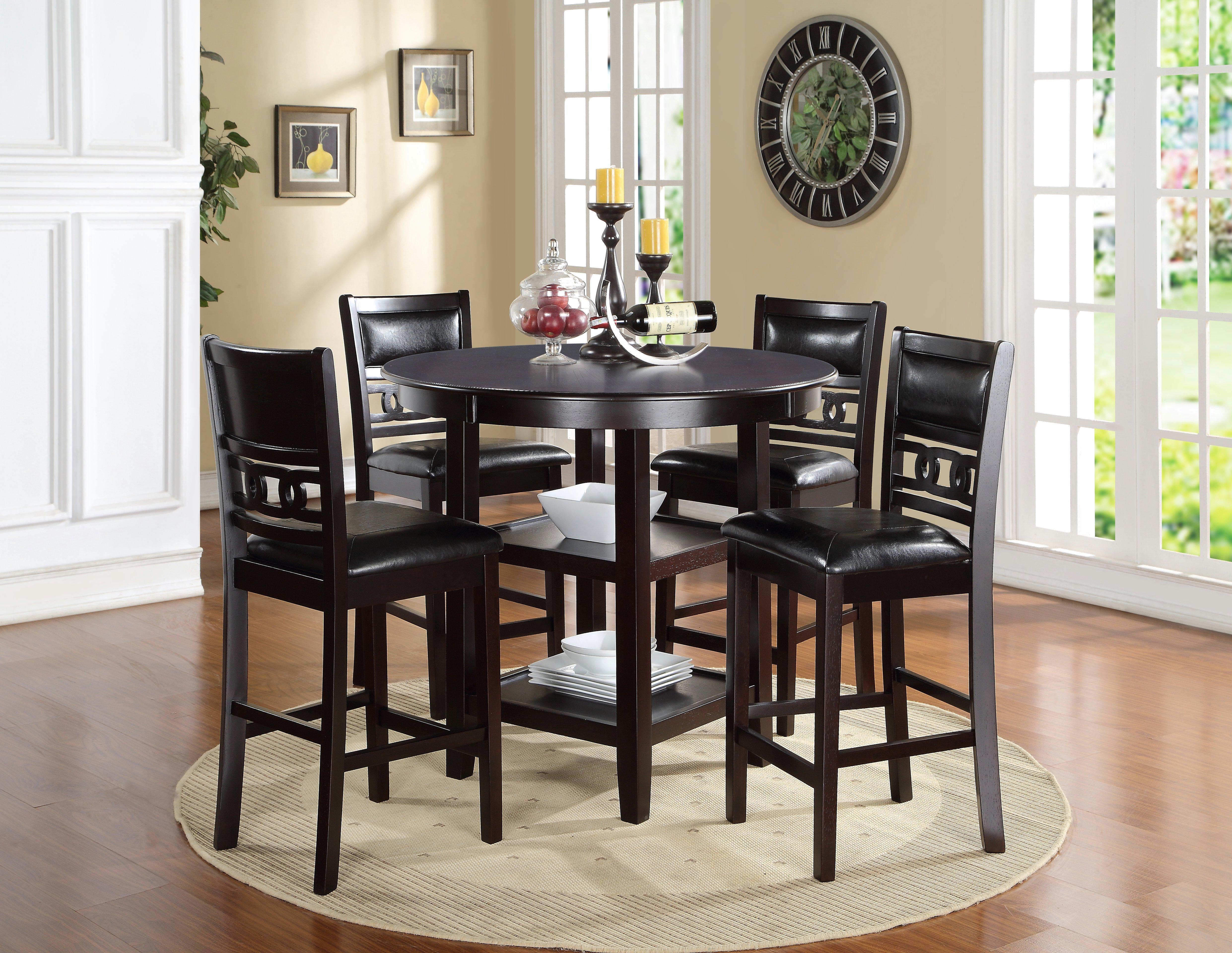 Dark brown counter on sale height dining set